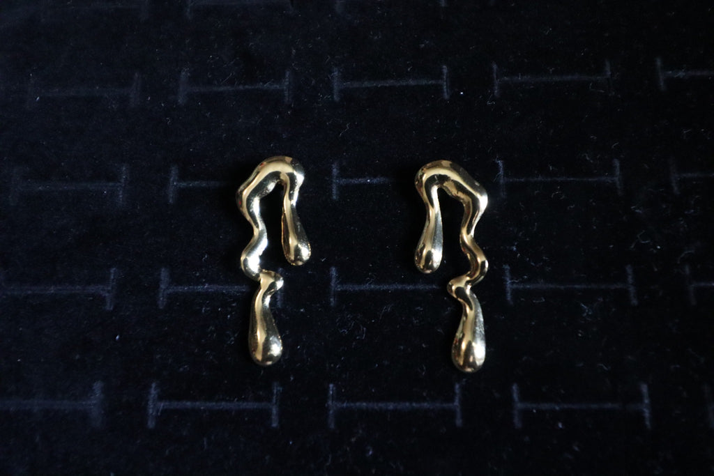 Gold Melt Stud Earrings