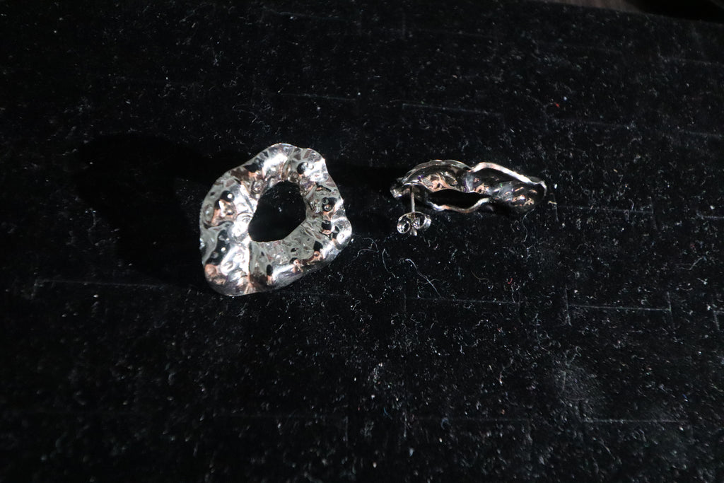 Molten Hoop Stud Earrings